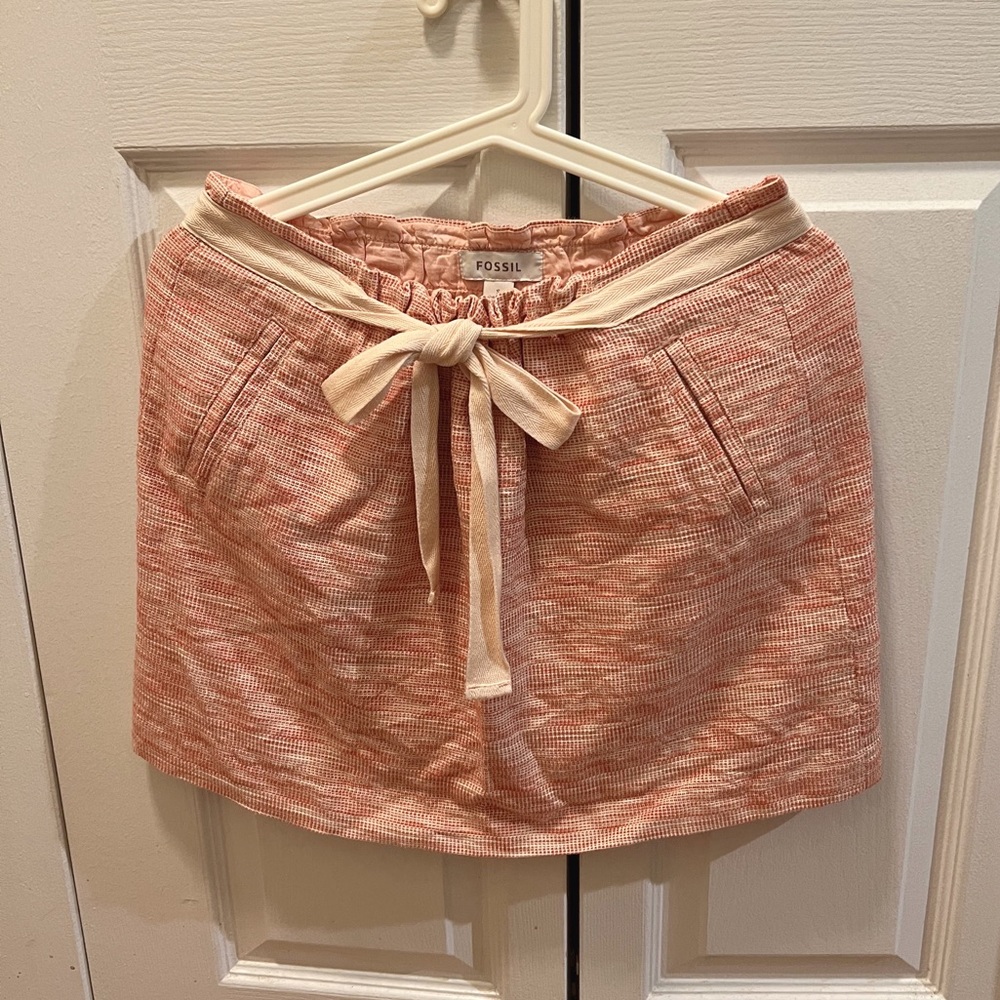 Fossil Darcy mini skirt small coral pink with tie